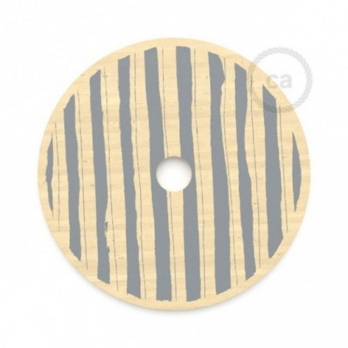 Le Palle Volanti. Abat-jour circulaire en bois imprimé des deux cotés - “Cute! It works everywhere” + pattern Stripes