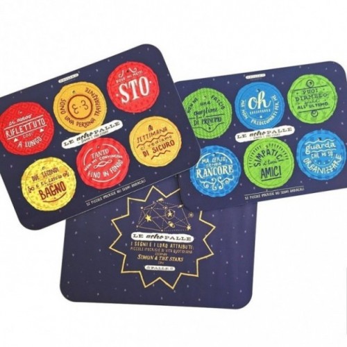 Le AstroPalle di Simon & The Stars - set de 2 planches avec 12 disques décoratifsimprimés sur carton recyclé