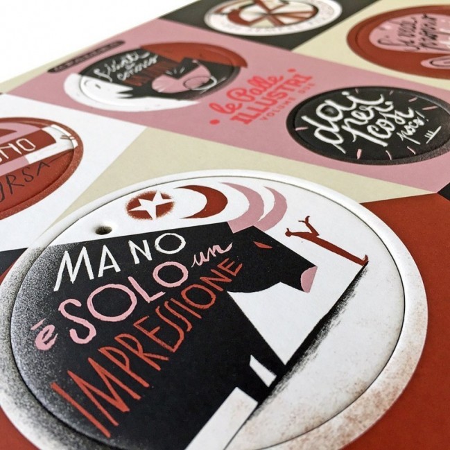 Palle ILLUSTRI 2ème edition - Planche illustrée par Riccardo Guasco avec 6 disques décoratifs imprimés sur carton recyclé