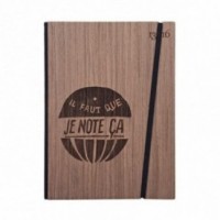 Taccuino "il faut que je note ça", copertina rigida in legno essenza palissandro, formato LARGE 16x21,7 cm