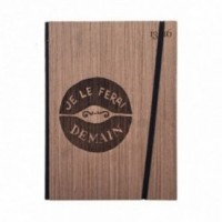 Taccuino "Je le ferai demain", copertina rigida in legno essenza palissandro, formato LARGE 16x21,7 cm
