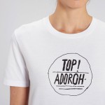 T-shirt unisex "Top, Adoroh!" 100% cotone biologico colore bianco