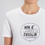 T-shirt unisex "Non è suonata la sveglia" 100% cotone biologico colore bianco